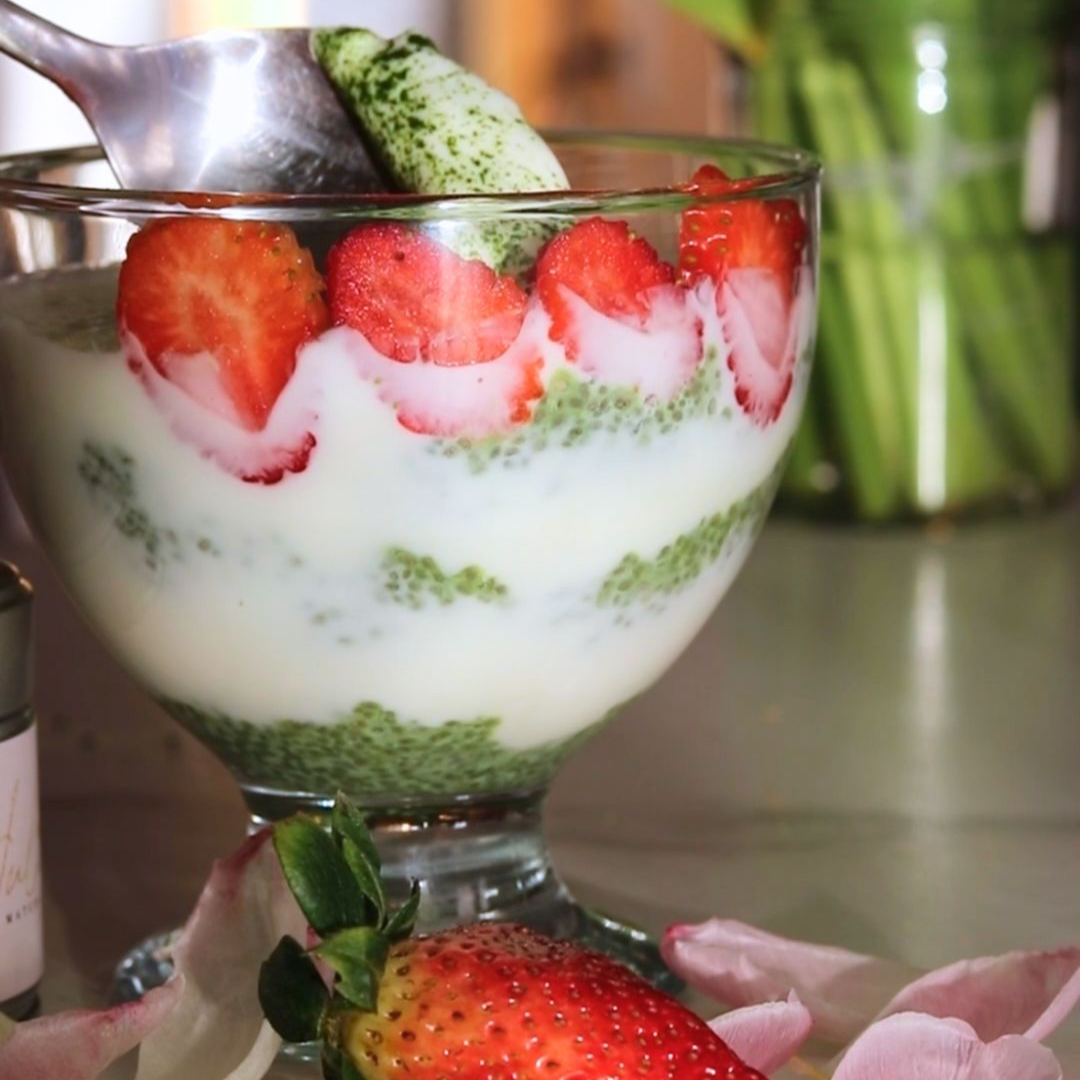 Matcha Low-Carb Chiasamen-Tiramisu